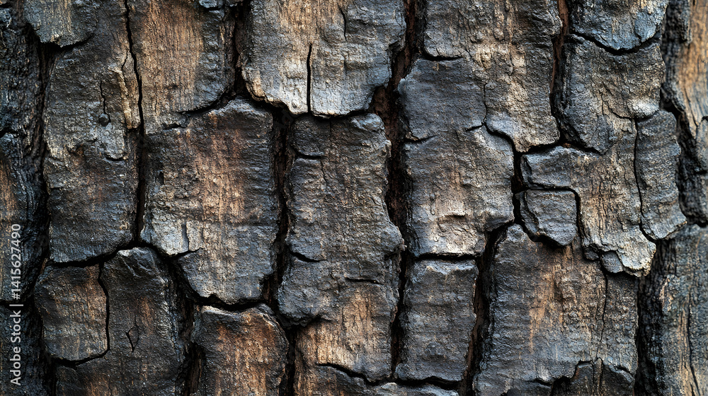 Up close look at the texture and details of a tree bark with its deep ...