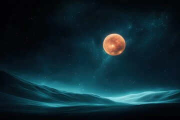 Wall Mural - Surreal Martian Moonscape with Glowing Orb and Distant Stars, Dreamlike Atmosphere, Fantasy World