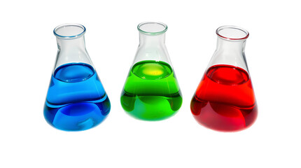 Photo of erlenmeyer flasks filled with colored liquid isolated on transparent background.png