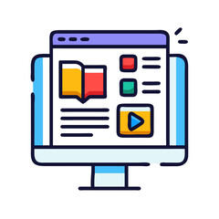 Wall Mural - website interface on computer screen, vector design icon