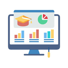 Wall Mural - online education data analysis on computer monitor illustration