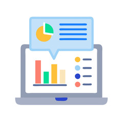 Wall Mural - laptop with data analysis report pie and bar charts