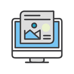 Wall Mural - document display on monitor, file management icon
