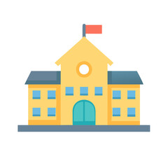 Wall Mural - Cartoon school building vector illustration on black background