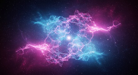 Wall Mural - abstract cybernetic nebula: surreal ai art - a vibrant, surreal artwork depicting interconnected net