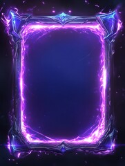 Aufkleber - Exploring a Vibrant Blue Card Frame Icon With Purple Glowing Borders Set in a Video Game Inspired Realm, Showcasing a Captivating Blend of Colors and Design