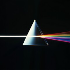 Fototapete - Exploring Light and Color Through a Geometrical Prism Against a Striking Black Background for a Minimalistic Art Experience