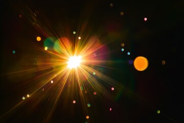 Leinwandbilder - Dazzling Lensflare Illuminates a Dreamlike Expanse Against a Mysterious Black Backdrop, Evoking a Sense of Wonder and Cosmic Exploration
