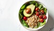 © Anna - Fresh Mediterranean Couscous Bowl with Avocado and Cherry Tomatoes on Marble