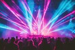 © Anjali - Crowd enjoying vibrant laser show at a concert, filled with pink and blue lights.