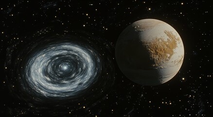 Wall Mural - in the cosmic dance, a celestial body is surrounded by a swirling nebula