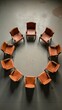 © Vidokk - Circle of Empty Chairs - Meeting or Group Therapy. Ideal for business meeting websites, group therapy advertisements, educational workshop graphics, team-building concept designs