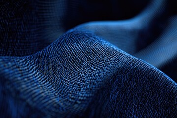 Abstract blue net-like texture, undulating waves creating a three-dimensional effect.