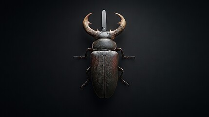 Wall Mural -   A black background with a knife protruding from its center