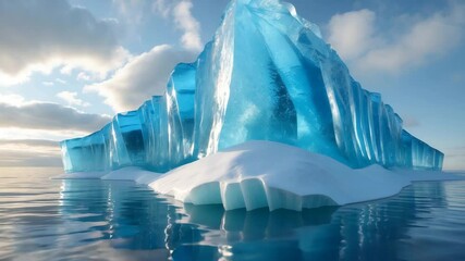Wall Mural - serene blue iceberg a stunning ice structure adrift in the sea, its surface emits a mesmerizing hue 