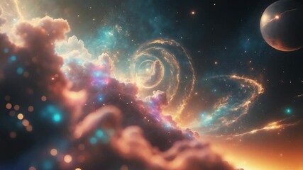 Wall Mural - abstract planets with space background
