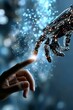© Ace64 Studio - AI Machine learning Hands of robot and human touching on big data network connection background Science and artificial intelligence technology innovation and futuristic
