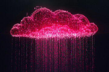 Wall Mural - flow of data from digital cloud in the future digital rain and cloud computing. abstract digital rai