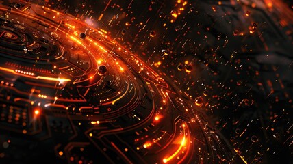 Abstract of digital shape or line and technological cyber style particle design connect in surreal electronic shape designing. High tech scenery express seamless pattern perfect for wallpaper. AIG53.