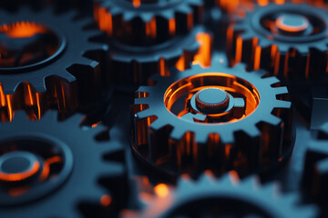 Wall Mural - abstract technology background. technology concept. gear wheel. big data concept. 3d illustration. 3