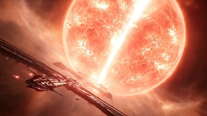 Wall Mural - exploring the intense glow of a red dwarf star in deep space generative ai