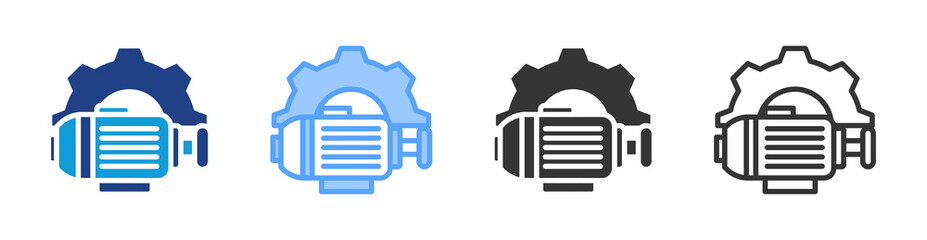 Fototapete - Motors icon set multiple style collection