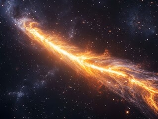 40. a glowing comet trail creating a fluid abstract design in space