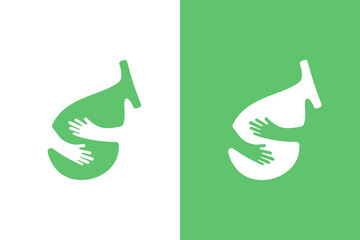 Gallbladder and hands logo combination. Human organ and embrace logotype design.