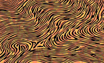 psychedelic abstract vector pattern with wavy black, and orange lines. organic, fluid shapes create 
