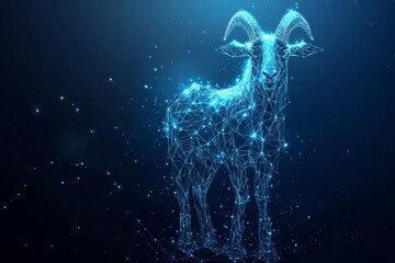 Wall Mural - zodiac sign of sheep symbol abstract low poly wireframe style. abstract geometric background. wirefr
