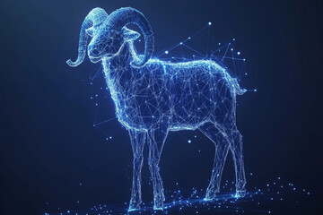 Wall Mural - zodiac sign of sheep symbol abstract low poly wireframe style. abstract geometric background. wirefr