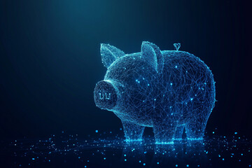 Wall Mural - piggy bank sign abstract low poly wireframe style. abstract geometric background. wireframe light st