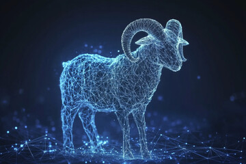 Wall Mural - zodiac sign of sheep symbol abstract low poly wireframe style. abstract geometric background. wirefr