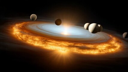 Wall Mural - formation of a planetary system showcasing celestial bodies and dust generative ai