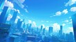 © mamemo - 青空の下に広がる現代的なビル街