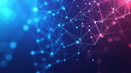 Fototapete - Abstract polygonal with connecting dots and lines