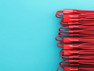 Fototapete - Abstract red wires on plain background for modern design concepts, red, abstract, wires, technology, modern