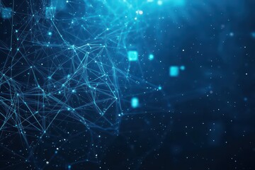 Leinwandbilder - abstract technology particles lines mesh background blue technology digital banner design