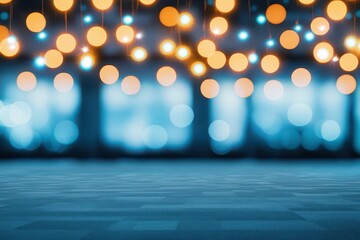 Fototapete - Blurry Hall Meeting with Bokeh Lights