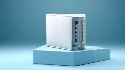 sleek tech organizer case and notebook for men on soft blue background, clean modern essentials - vi