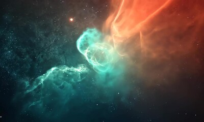 Wall Mural - Vibrant Cosmic Nebula with Ethereal Light and Energy Swirls in Deep Space Environment