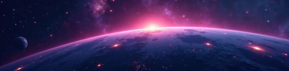 dark nebula with vibrant starry sky over a distant planet , nebula, cosmos, space