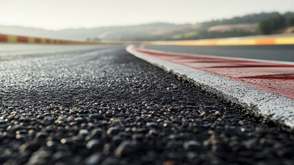 Wall Mural - close-up view of an empty f1 track showcasing the intricate details of the asphalt surface. perfect 
