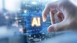 © boonthin - Hand touching glowing artificial intelligence circuit board