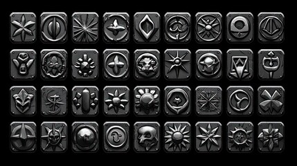 metalic icons set