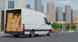 © cleo pick Art - Urban Delivery Van Packed with Cardboard Boxes in a Modern City Setting