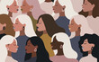 © StreamPixel - a flat design illustration depicting a diverse group of women shown in profile.