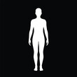 © CreativeDesign - White human silhouette. This image shows a white silhouette of a human figure against a black background, emphasizing contrast, simplicity, and design. Vector clipart black illustration design.