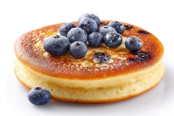 Aufkleber - Fluffy Stack with Sweet Blueberry Topping Captures Delicious Breakfast Treat in Culinary Photography
