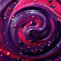 Aufkleber - Abstract Vortex of Crimson and Amethyst Cream Paint: A Textural Symphony in Vivid Violet and Ruby Tones